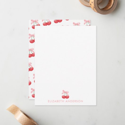 Coquette rose cerise - Jeu de cartes à notes perso (Devant/Arrière en situation)