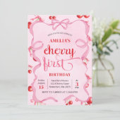 Coquette rose Cerise Première Invitation d'anniver (Debout devant)