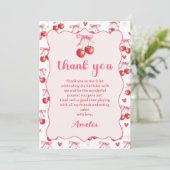 Coquette rose Cerisier Bow Carte de remerciements (Debout devant)