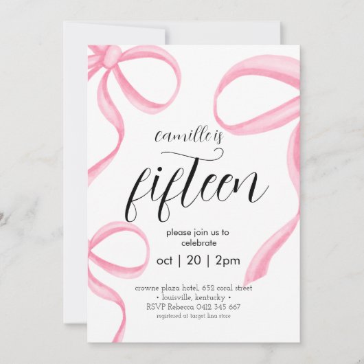 Coquette Rose fille anniversaire Invitation (Devant)