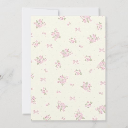 Coquette Rose Floral Bow Invitation Anniversaire (Dos)