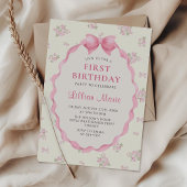 Coquette Rose Floral Bow Invitation Anniversaire