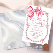 Coquette Rose Girl First Birthday Invitation