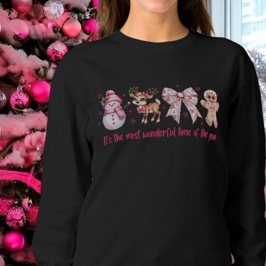 Coquette rose Icônes de Noël Sweatshirt