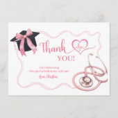 Coquette rose Infirmière Carte de remerciements de (Devant)