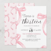 Coquette rose mignonne 13e anniversaire Invitation (Devant / Derrière)