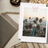 Coquette Rose White Bow Faire-part de graduation