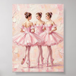 coquette roze ballerina olieverfschilderij (poster poster