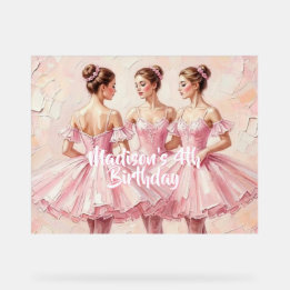 coquette roze ballerina verjaardag acryl bord