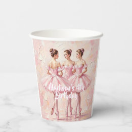 coquette roze ballerina verjaardag papieren bekers