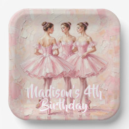 coquette roze ballerina verjaardag papieren bordje