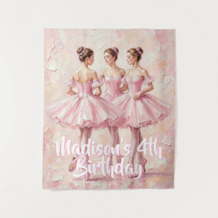 coquette roze ballerina verjaardag wandkleed