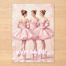 coquette roze ballerina verjaardagsuitnodiging acryl uitnodigingen