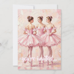 coquette roze ballerina verjaardagsuitnodiging kaart