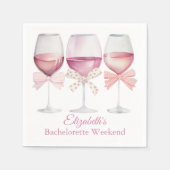 Coquette Roze Bogen en wijn Bachelorette Servet (Voorkant)