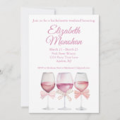 Coquette Roze Bogen en wijn Bachelorette Weekend Kaart (Voorkant)