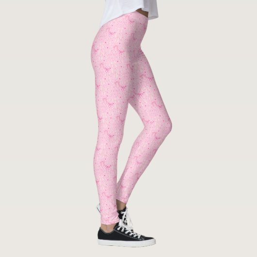 Coquette Roze Bogen Hand getrokken patroon Leggings (Rechts)