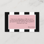 Coquette Roze Bogen Stripe Baby shower Dank u Informatiekaartje (Achterkant)