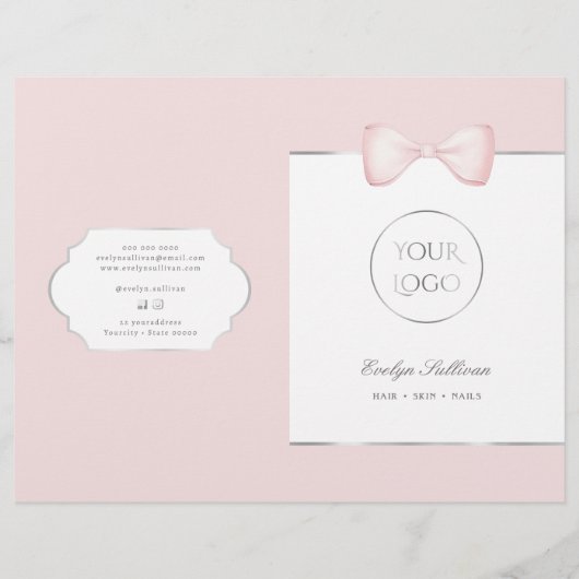 Coquette roze boog diensten menu brochure (Voorkant)