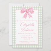 Coquette roze boog en sage gingham Baby shower Kaart (Voorkant)