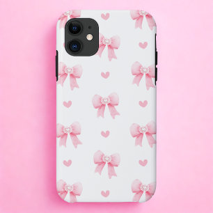 Coquette Roze Boog & Hart iPhone 11 Hoesje