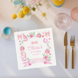 Coquette roze boog preppy meisje verjaardag servet