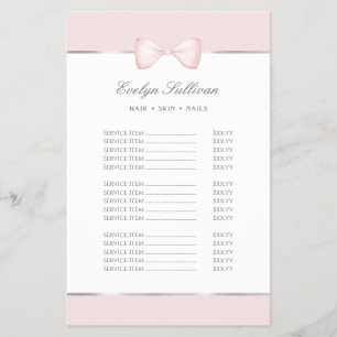 Coquette roze boog prijslijst flyer