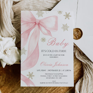Coquette Roze Bow Baby Het is Koud Baby shower Kaart