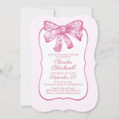 Coquette Roze Bow Baby shower Kaart (Voorkant)