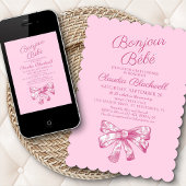 Coquette Roze Bow Baby shower Kaart