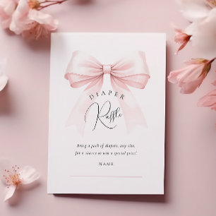 Coquette Roze Bow Baby shower Luier Raffle Informatiekaartje