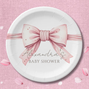 Coquette Roze Bow Baby shower Papieren Bordje