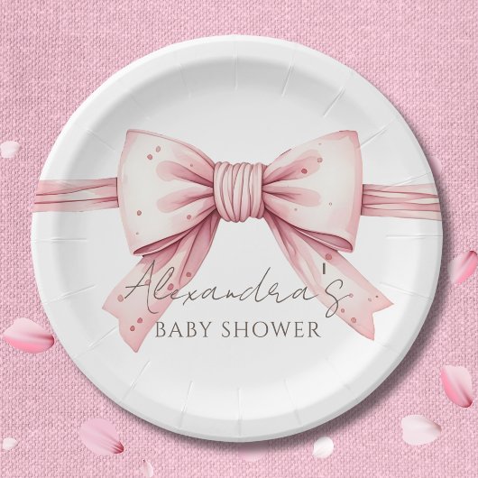 Coquette Roze Bow Baby shower Papieren Bordje
