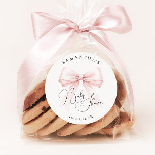 Coquette Roze Bow Baby shower Ronde Sticker