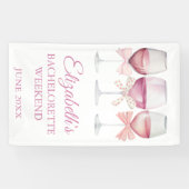 Coquette Roze Bow en wijn Bachelorette Banner (Horizontaal)