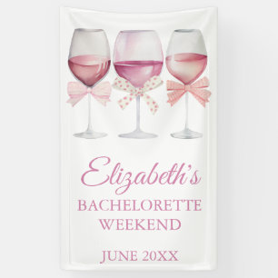 Coquette Roze Bow en wijn Bachelorette Banner