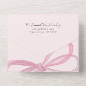 Coquette Roze Bow Foto Drievouw Alles in Een Kaart (Achterkant)