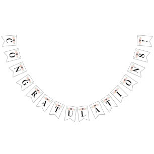 Coquette Roze Bow Gefeliciteerd   AFSTUDEREN Vlaggetjes