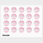 Coquette Roze Bow Goud Glitter Script Bedankt Ronde Sticker (Vel)
