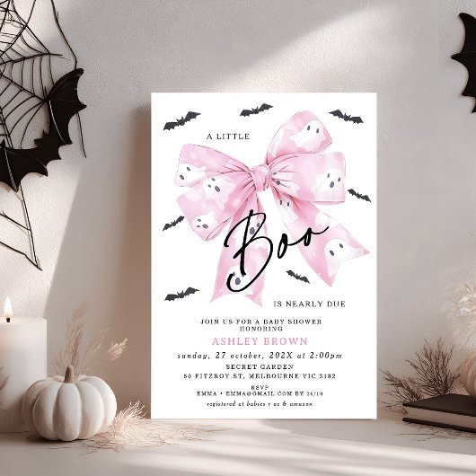Coquette Roze Bow Little Boo Baby shower Kaart