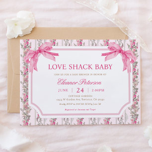 Coquette Roze Bow Love Shack baby shower Kaart