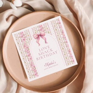 Coquette Roze Bow Love Shack Verjaardag Servet