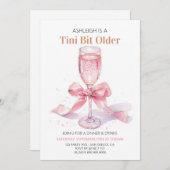 Coquette Roze Bow Martini Verjaardag Kaart (Voorkant / Achterkant)