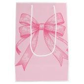 Coquette Roze Bow Retro Meisje Baby shower Medium Cadeauzakje (Achterkant)