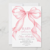 Coquette Roze Bow Ribbon Elegant Meisje Baby showe Kaart (Voorkant)