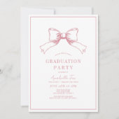 Coquette Roze Bow Ribbon Graduation Party Kaart (Voorkant)
