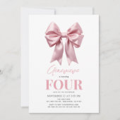 Coquette Roze Bow Ribbon Meisje Verjaardag Kaart (Voorkant)