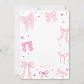 Coquette Roze Bow Ribbon Notitiekaartje (Voorkant)