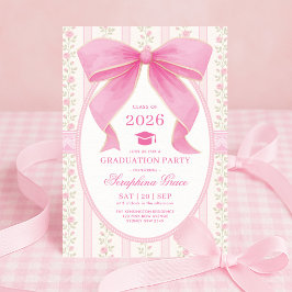 Coquette Roze Bow Shabby Chic Graduation Party Kaart