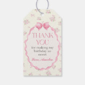 Coquette Roze Bow Verjaardag Gift Label Cadeaulabel (Achterkant)
